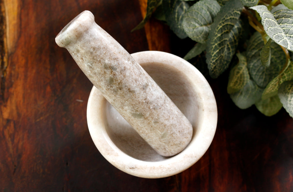 Marble Mortar + Pestle, Carved in India, Ethically Sourced